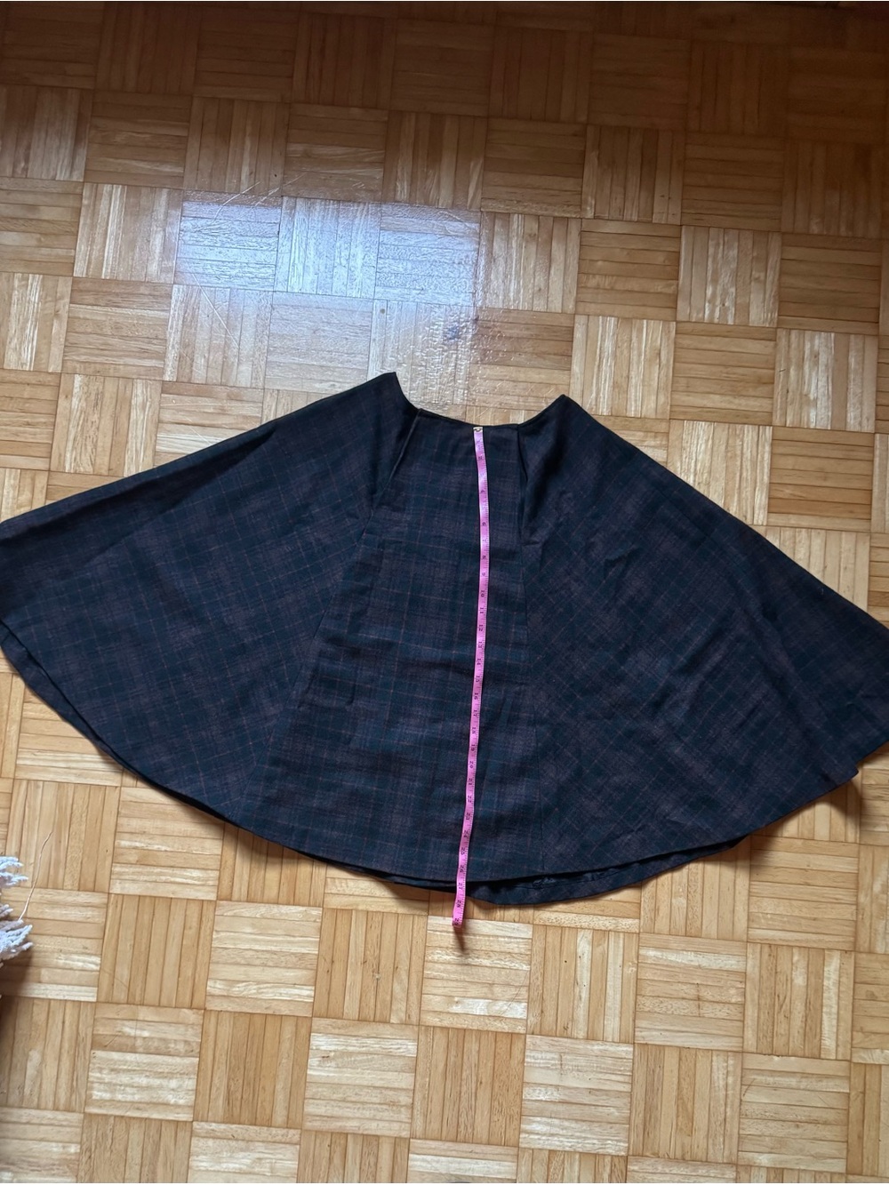 Vintage Women’s Circle Skirt in Dark Plaid Brown/Green